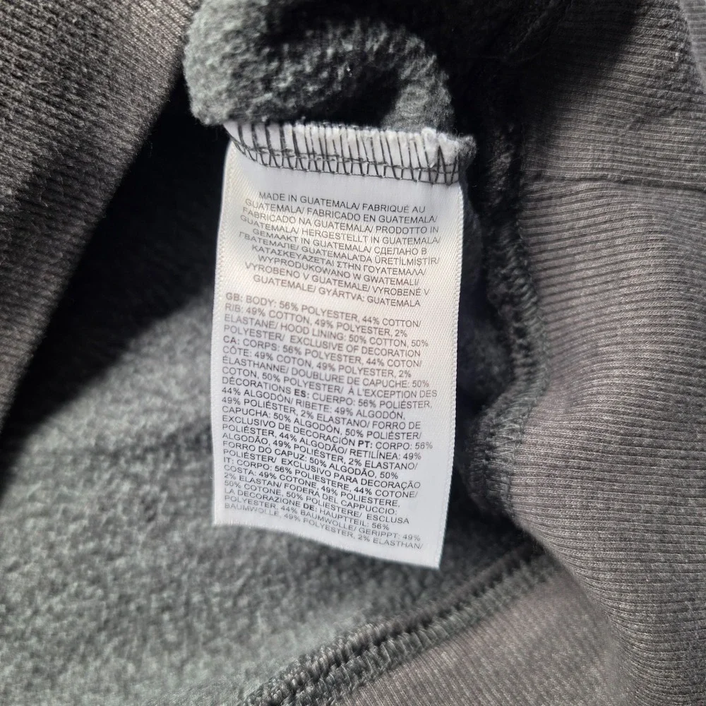 The North Face Hoodie Mens XL Charcoal Grey Yellow Box Graphic Pullover Fleece